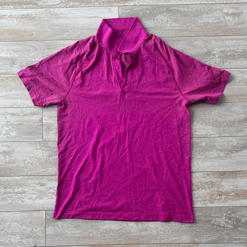 Lululemon Men's Pink Polo Shirt‎ Medium
